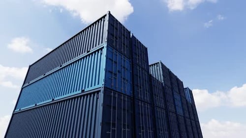 Seamless Loop of Stacked Blue Shipping Containers