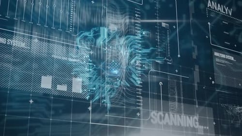 Animated AI Brain Circuitry Interface with Data and Graphs