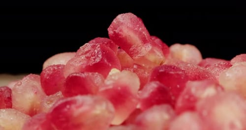 Close Up of Fresh Dewy Pomegranate Seeds