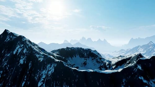 Vuelo sobre las montañas nevadas
