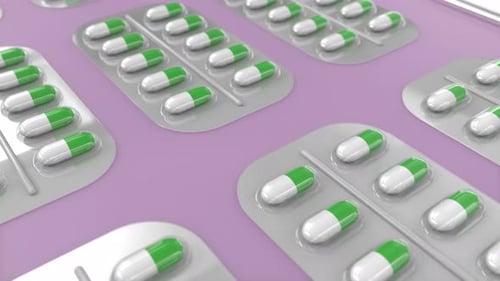 Animation of conveyor with capsule pills