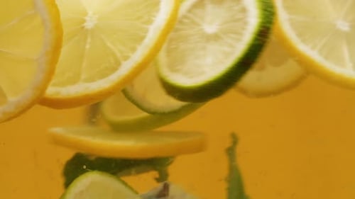 Lemon, Lime, and Mint in Refreshing Drink