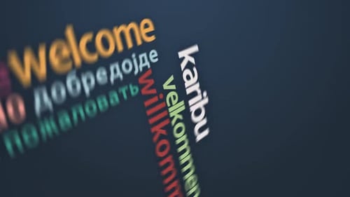 Animated Multilingual Welcome Text Cloud Opener