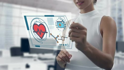 Woman using digital screen