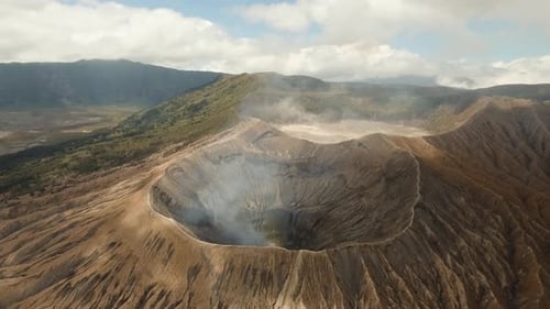 Active Volcano with a Crater. Gunung Bromo, Jawa, Indonesia.