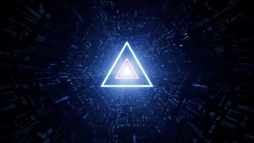 Neon Triangle Light Sci Fi Tunnel
