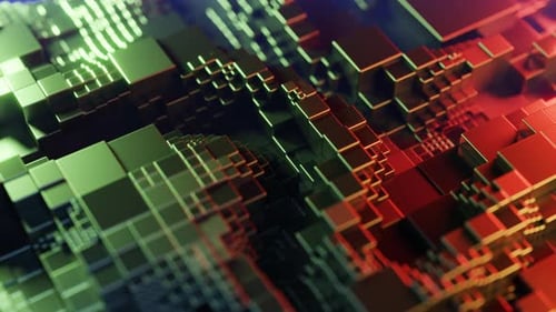 Abstract background with moving wave cubes