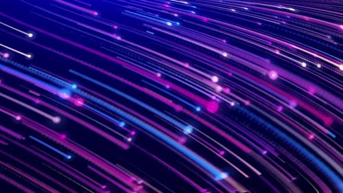 Dynamic Futuristic Digital Stream of Glowing Particle Trails Background