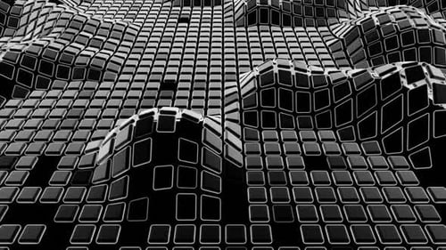 Mouvement ondulatoire en boucle Vj des carrés lumineux noirs 02