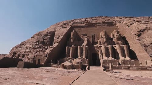 Abu Simbel Temple, Main Entrance And Statues