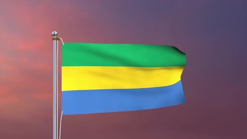 Realistic 3D Waving Flag of Gabon