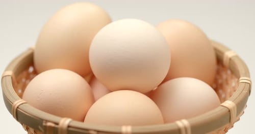 Fresh Eggs in Bamboo Basket