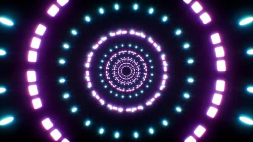Blinking Neon Tunnel Light Loop 4K