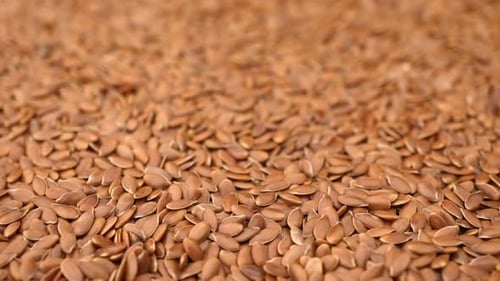 Close Up of Brown Flax Seeds Pile
