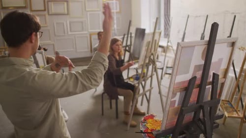 Artist At Master Class Gesturing