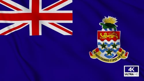 Realistic Cayman Islands Flag Waving Loop Background