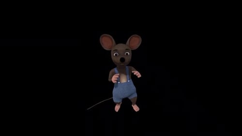 3D Cartoon Mouse Character Waving and Dancing Animation
