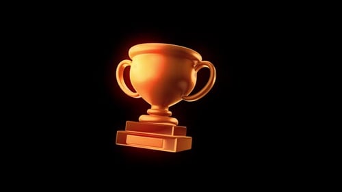 Animated Golden Trophy with Bright Glow and Rotation