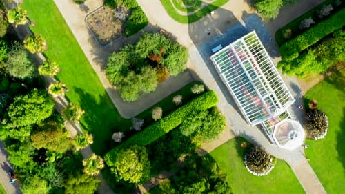 Top down view garden in Malahide, Dublin County, Ireland.