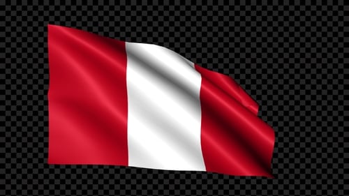 Waving Peru Flag Animation on Transparent Background