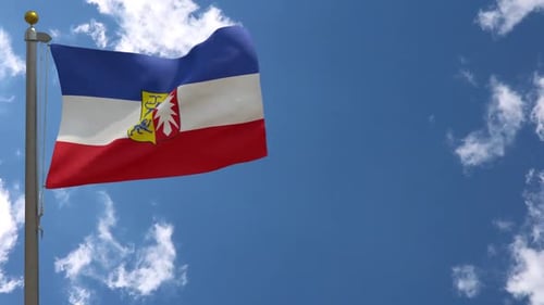 Schleswig-Holstein Flag Waving in Realistic Slow Motion