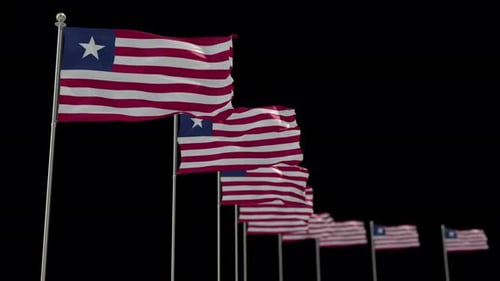 Realistic Liberia National Flags Waving Seamlessly Animation