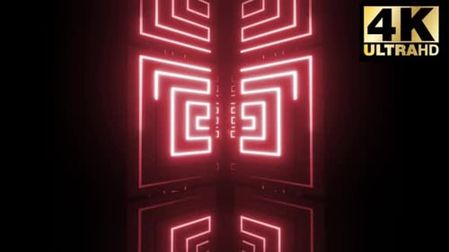 Abstract Glowing Neon Geometric Tunnel Motion Background Loop