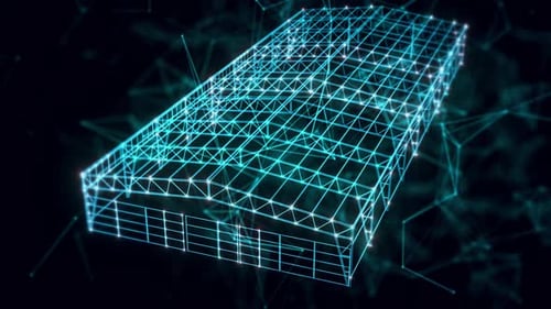 Metal Wire Construction Hologram Close Up 4k