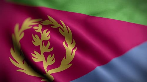 Flagge Eritreas texturierte, winkende Nahaufnahme, Hintergrund HD