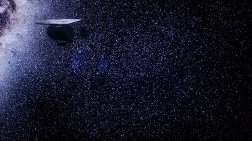 Futuristic Spacecraft Explores Milky Way Galaxy and Starfield