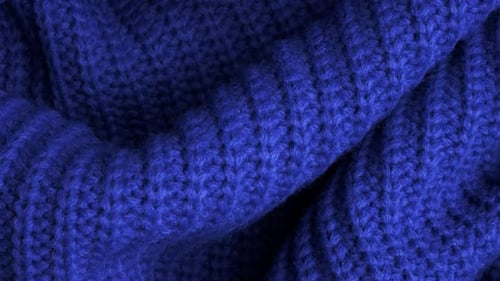 Close Up Blue Knitted Wool Texture, Abstract Background