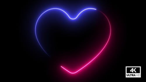 Neon Heart Line Drawing Animation