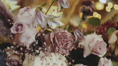 Close Up of Romantic Floral Wedding Arrangement