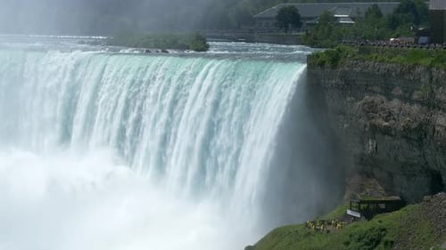 Niagara Falls - a beautiful and very powerful waterfall in Canada - wide, static shot