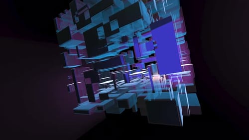 Abstract Digital Cube Rotating Data Technology Background