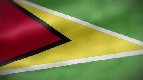 Realistic Guyana National Flag Waving Seamless Loop