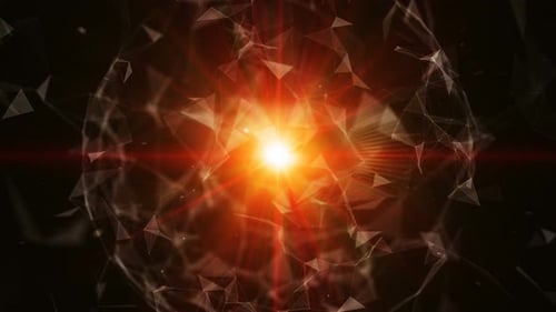 Abstrakte 3D-Technologie mit Schnittpunkten und Partikeln. 4K-Loop