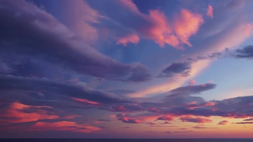Dramatic Sunset Over the Ocean with Colorful Clouds
