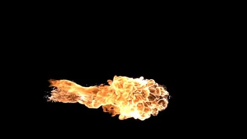 Dramatic Fire Plume Fills the Screen on Black
