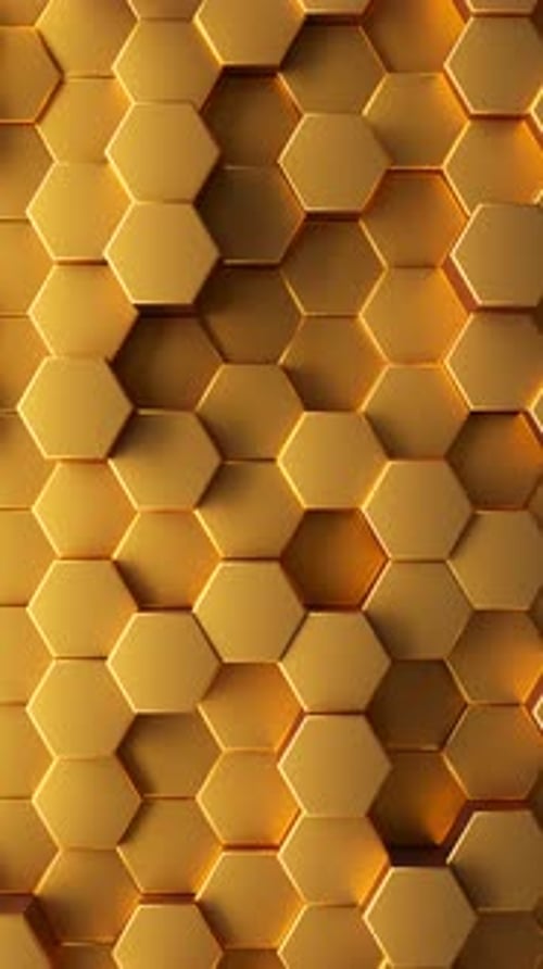 Animated Golden Hexagon Geometric Background Loop