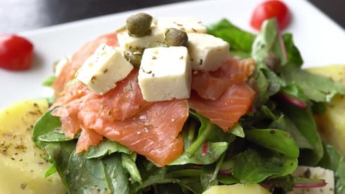 Salmon salad with vegetable