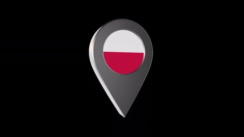 3D Rotating Map Pin with Poland Flag