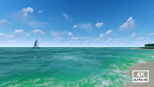 A Fishing Boat On The Ocean 4K