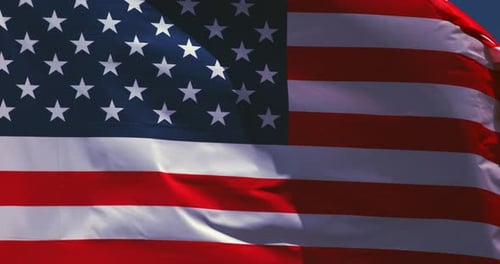 American Flag Waving in the Wind, Slow Motion 4K