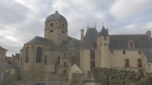 Beautiful Gothic style Basilique Notre Dame of Alencon located in Normandy France 4K 2160p UHD foot