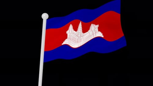 Realistic 3D Waving Flag of Cambodia with Alpha Channel