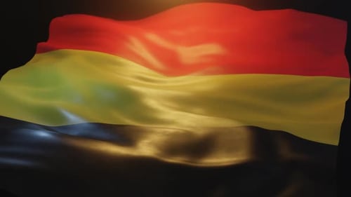 Realistic Waving Flag with Red Yellow Black Stripes Loop