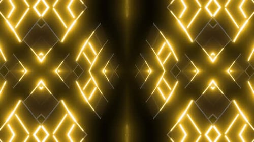 4k Yellow Neon Kaleidoscope Loop Background