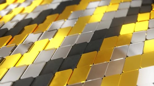 Abstract Gold and Silver Geometric Waving Tiles Background Loop