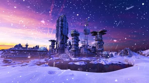 Ciudad espacial en el paisaje